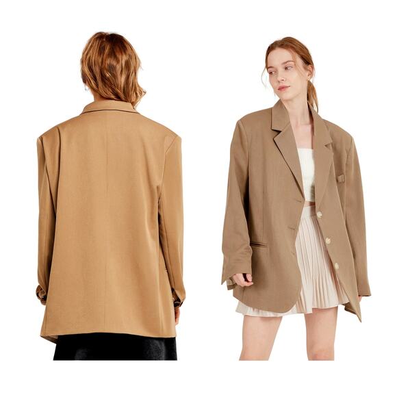 NWT Storets "Joan" Padded Oversize Jacket Blazer | Beige | S/M - Picture 4 of 8